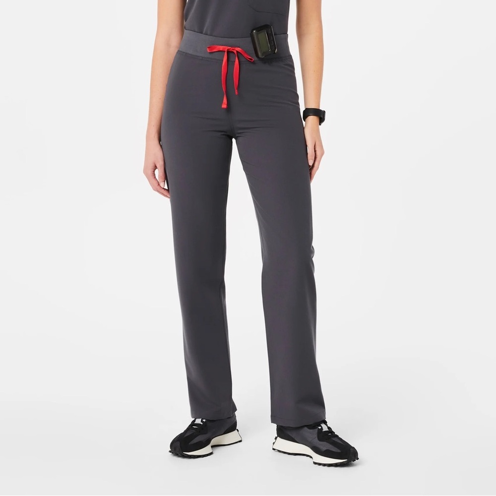 Figs High Waisted Livingston Basic Scrub Pants in Charcoal